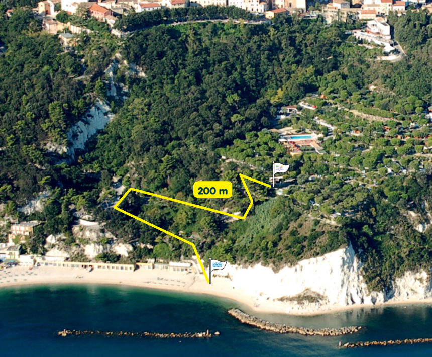 200-meter path to the beach through the forest.